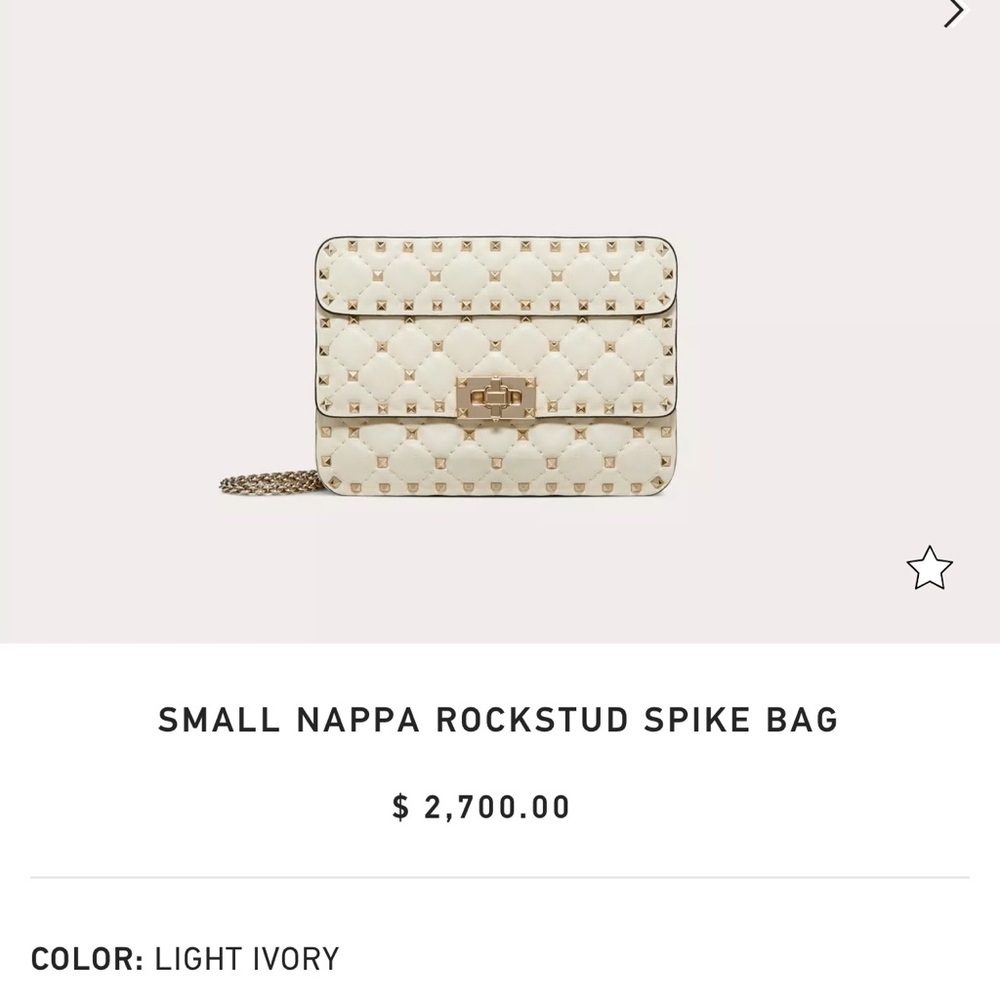 Valentino Garavani light ivory Rockstud Quilted spike bag